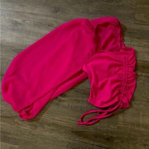 Hot Pink Off-The-Shoulder Crop Top